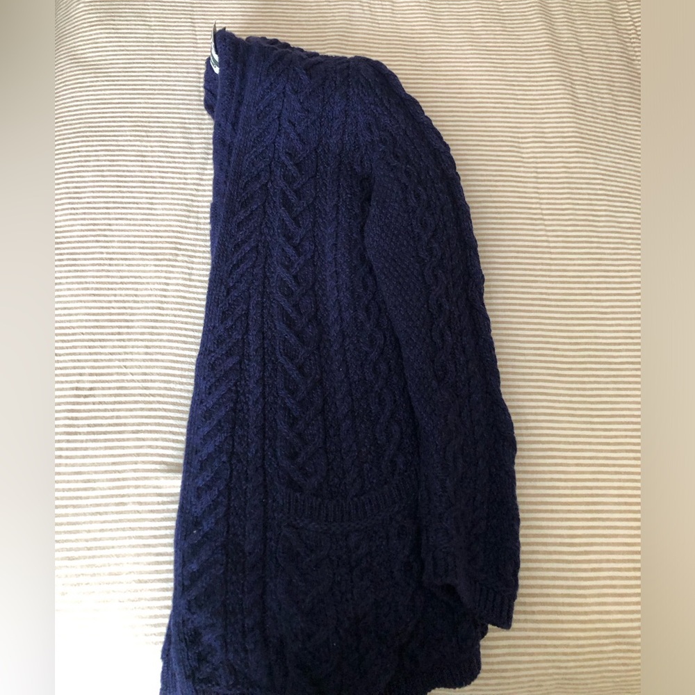AranCrafts Navy Knit Wool Cardigan - Picture 6 of 9